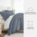 California King Stone Bedding Bundle, Solid Duvet Cover Set, White Comforter and Patterned Sheet Set