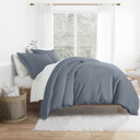 Full/Double Stone Bedding Bundle, Solid Duvet Cover Set, White Comforter and Patterned Sheet Set