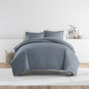 Full/Double Stone Bedding Bundle, Solid Duvet Cover Set, White Comforter and Patterned Sheet Set