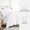 California King White Bedding Bundle, Solid Duvet Cover Set, White Comforter and Patterned Sheet Set