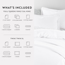 King White Bedding Bundle, Solid Duvet Cover Set, White Comforter and Patterned Sheet Set