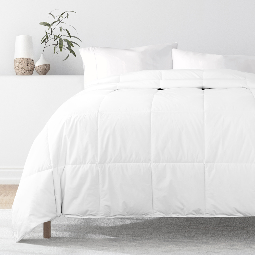 100% Cotton Down Alternative Comforter - Vintage Washed and Brushed Cotton Shell, Hallow Fiber Down Alt Fill, Super Plush