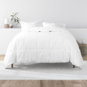 King White 100% Cotton Down Alternative Comforter - Vintage Washed and Brushed Cotton Shell, Hallow Fiber Down Alt Fill, Super Plush