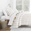 King Chintz Floral Stripe Clay Comforter Sets Down-Alternative Ultra Soft Bedding - Reversible Patterns