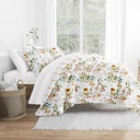 King Chintz Floral Stripe Clay Comforter Sets Down-Alternative Ultra Soft Bedding - Reversible Patterns