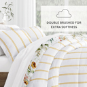 King Chintz Floral Stripe Clay Comforter Sets Down-Alternative Ultra Soft Bedding - Reversible Patterns