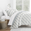 King Distressed Stripe Light Blue Comforter Sets Down-Alternative Ultra Soft Bedding - Reversible Patterns