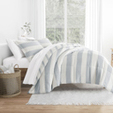 King Distressed Stripe Light Blue Comforter Sets Down-Alternative Ultra Soft Bedding - Reversible Patterns