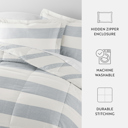 King Distressed Stripe Light Blue Comforter Sets Down-Alternative Ultra Soft Bedding - Reversible Patterns