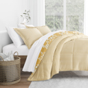 King Daisy Medallion Yellow Comforter Sets Down-Alternative Ultra Soft Bedding - Reversible Patterns