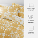 King Daisy Medallion Yellow Comforter Sets Down-Alternative Ultra Soft Bedding - Reversible Patterns