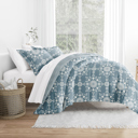 Queen Daisy Medallion Light Blue Comforter Sets Down-Alternative Ultra Soft Bedding - Reversible Patterns