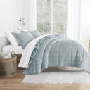 Queen Daisy Medallion Light Blue Comforter Sets Down-Alternative Ultra Soft Bedding - Reversible Patterns