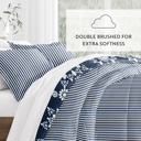 Queen Daisy Medallion Navy Comforter Sets Down-Alternative Ultra Soft Bedding - Reversible Patterns