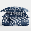 Queen Daisy Medallion Navy Comforter Sets Down-Alternative Ultra Soft Bedding - Reversible Patterns