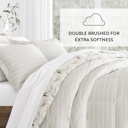 Queen Foliage Stripe Ivory Comforter Sets Down-Alternative Ultra Soft Bedding - Reversible Patterns