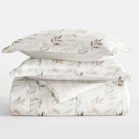 Queen Foliage Stripe Ivory Comforter Sets Down-Alternative Ultra Soft Bedding - Reversible Patterns