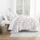 King Meadow Floral Stripe Pink Comforter Sets Down-Alternative Ultra Soft Bedding - Reversible Patterns