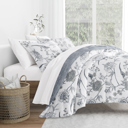 King Molly Botanicals Light Blue Comforter Sets Down-Alternative Ultra Soft Bedding - Reversible Patterns