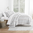 King Vertical Stripe Dune Comforter Sets Down-Alternative Ultra Soft Bedding - Reversible Patterns