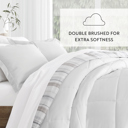 Queen Vertical Stripe Dune Comforter Sets Down-Alternative Ultra Soft Bedding - Reversible Patterns