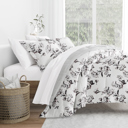 King Vintage Magnolia Stripe Gray Comforter Sets Down-Alternative Ultra Soft Bedding - Reversible Patterns