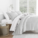 King Vintage Magnolia Stripe Gray Comforter Sets Down-Alternative Ultra Soft Bedding - Reversible Patterns