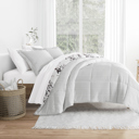 King Vintage Magnolia Stripe Gray Comforter Sets Down-Alternative Ultra Soft Bedding - Reversible Patterns