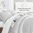 King Vintage Magnolia Stripe Gray Comforter Sets Down-Alternative Ultra Soft Bedding - Reversible Patterns