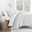 King English Countryside Light Gray Comforter Sets Down-Alternative Ultra Soft Bedding - Pattern/Solid Reversible