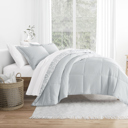 King English Countryside Light Gray Comforter Sets Down-Alternative Ultra Soft Bedding - Pattern/Solid Reversible