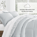 King English Countryside Light Gray Comforter Sets Down-Alternative Ultra Soft Bedding - Pattern/Solid Reversible