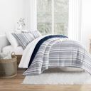 King Farmhouse Dreams Navy Comforter Sets Down-Alternative Ultra Soft Bedding - Pattern/Solid Reversible