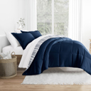 King Farmhouse Dreams Navy Comforter Sets Down-Alternative Ultra Soft Bedding - Pattern/Solid Reversible