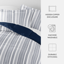 King Farmhouse Dreams Navy Comforter Sets Down-Alternative Ultra Soft Bedding - Pattern/Solid Reversible