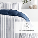 King Farmhouse Dreams Navy Comforter Sets Down-Alternative Ultra Soft Bedding - Pattern/Solid Reversible