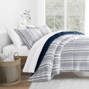 Queen Farmhouse Dreams Navy Comforter Sets Down-Alternative Ultra Soft Bedding - Pattern/Solid Reversible