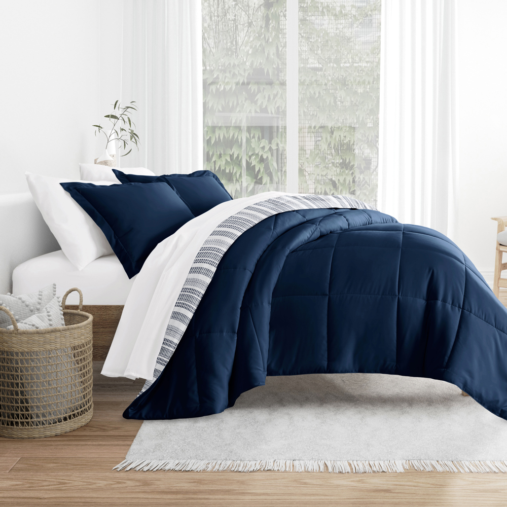 Comforter Sets Down-Alternative Ultra Soft Bedding - Pattern/Solid Reversible