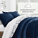 King Forget Me Not Navy Comforter Sets Down-Alternative Ultra Soft Bedding - Pattern/Solid Reversible