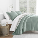 King Folk Leaves Eucalyptus Comforter Sets Down-Alternative Ultra Soft Bedding - Pattern/Solid Reversible