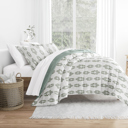 King Folk Leaves Eucalyptus Comforter Sets Down-Alternative Ultra Soft Bedding - Pattern/Solid Reversible