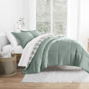 King Folk Leaves Eucalyptus Comforter Sets Down-Alternative Ultra Soft Bedding - Pattern/Solid Reversible