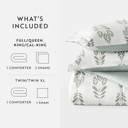 King Folk Leaves Eucalyptus Comforter Sets Down-Alternative Ultra Soft Bedding - Pattern/Solid Reversible