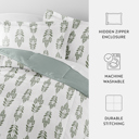 King Folk Leaves Eucalyptus Comforter Sets Down-Alternative Ultra Soft Bedding - Pattern/Solid Reversible