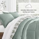 King Folk Leaves Eucalyptus Comforter Sets Down-Alternative Ultra Soft Bedding - Pattern/Solid Reversible