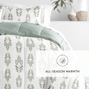 King Folk Leaves Eucalyptus Comforter Sets Down-Alternative Ultra Soft Bedding - Pattern/Solid Reversible