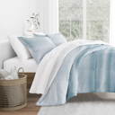 King Ocean Waves White Light Blue Comforter Sets Down-Alternative Ultra Soft Bedding - Pattern/Solid Reversible