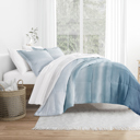 King Ocean Waves White Light Blue Comforter Sets Down-Alternative Ultra Soft Bedding - Pattern/Solid Reversible