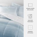 King Ocean Waves White Light Blue Comforter Sets Down-Alternative Ultra Soft Bedding - Pattern/Solid Reversible