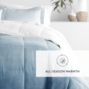 King Ocean Waves White Light Blue Comforter Sets Down-Alternative Ultra Soft Bedding - Pattern/Solid Reversible